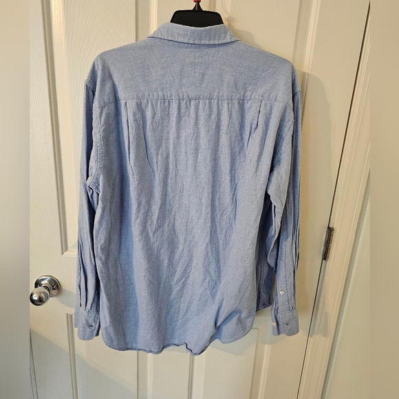 J McLaughlin Shirt Mens Blue Solid Button Up Regular Fit Casual Size L - Picture 4 of 5